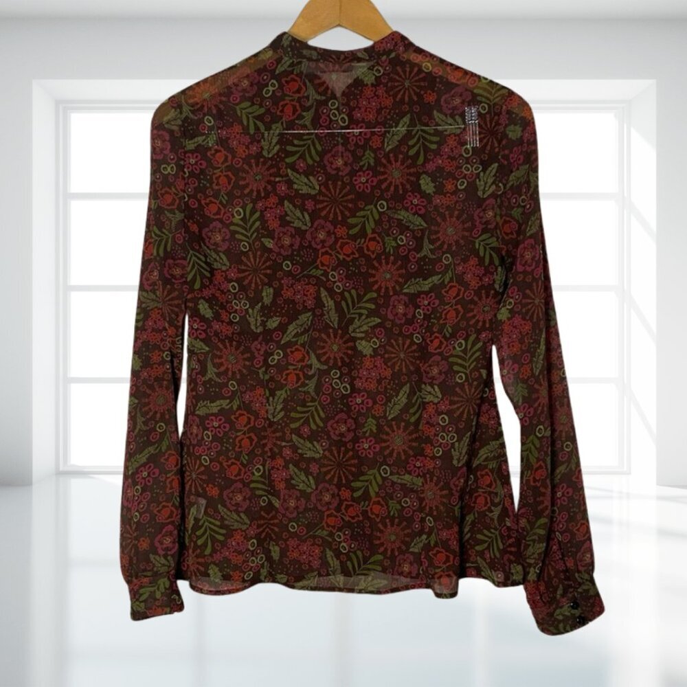 2 for $20 Apt. 9 Velvet Stripe Floral Sheer Blouse Top Medium Boho Academia - Picture 4 of 14